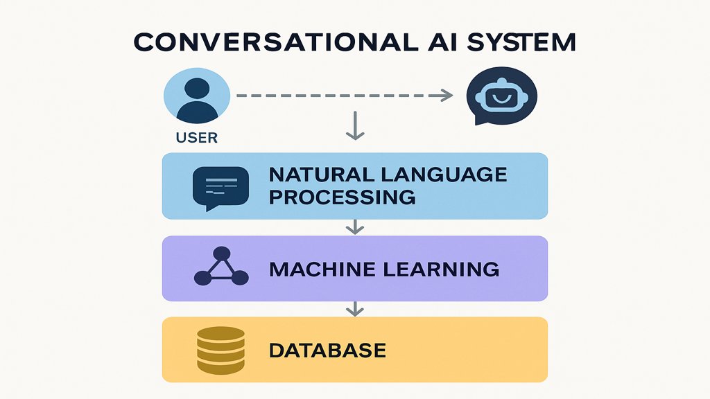 Architektur eines Conversational AI-Systems in einer Infografik.