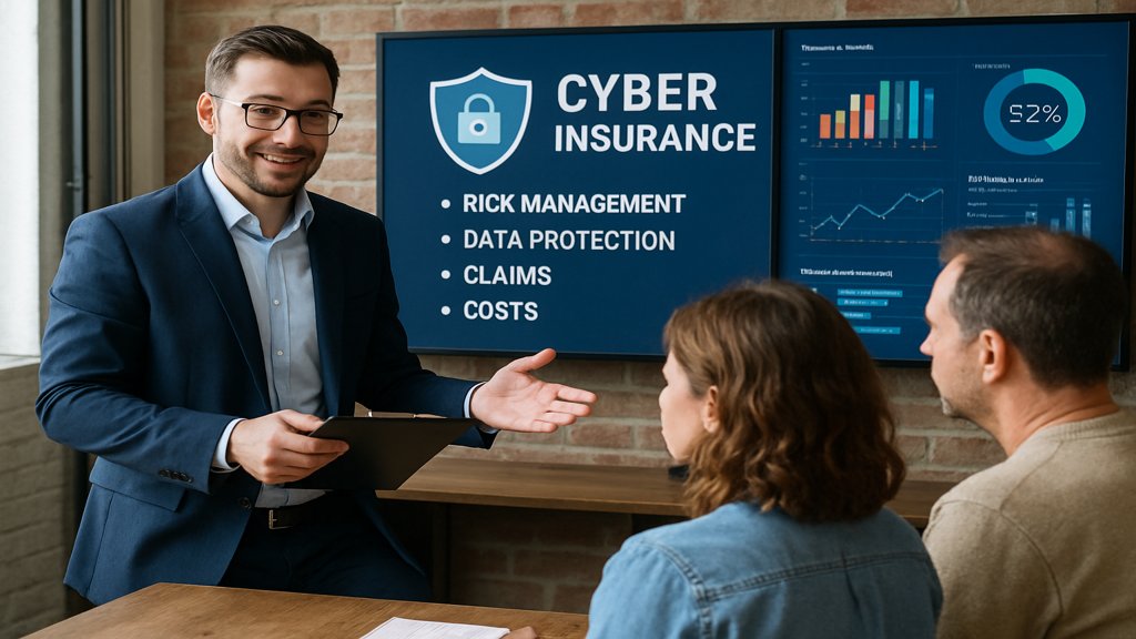 Ein IT-Berater erklärt die Vorteile einer Cyber Versicherung.