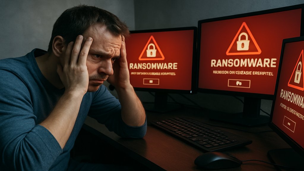 Ein IT-Experte, der mit einem Ransomware-Angriff konfrontiert ist.