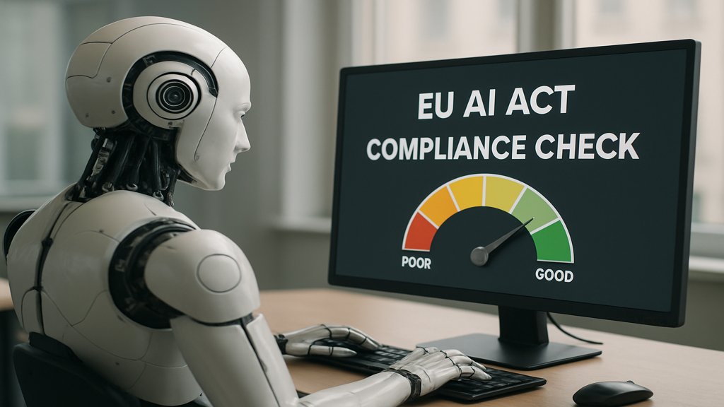 Ein KI-System führt eine Compliance-Überprüfung gemäß EU AI Act durch.