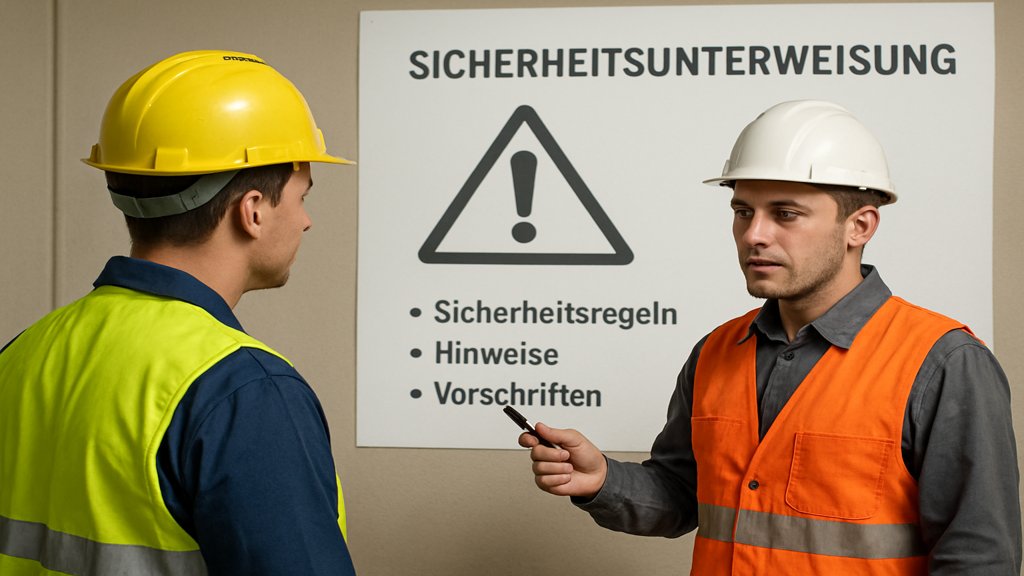 Ein Mitarbeiter erhält eine Sicherheitsunterweisung durch einen Trainer.