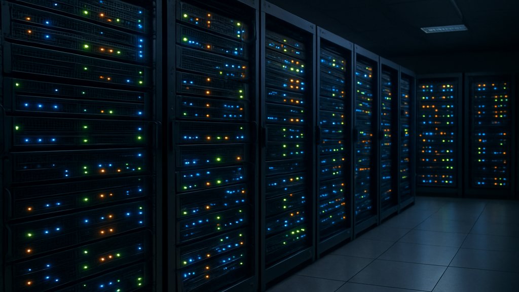 Ein Serverraum, der die Infrastruktur einer Vektordatenbank darstellt.