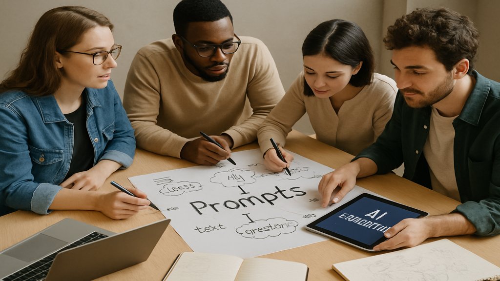 Ein Team, das KI-Prompts gemeinsam entwickelt.