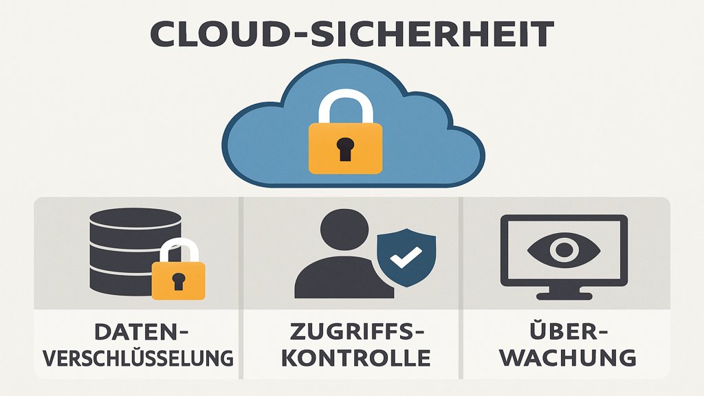 Eine Infografik, die die Ebenen der Cloud-Sicherheit visualisiert.