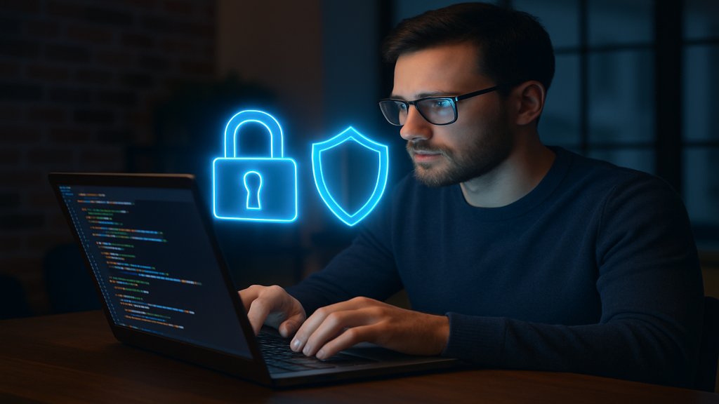 Entwickler arbeitet an Zero-Trust-Sicherheitskonzepten.