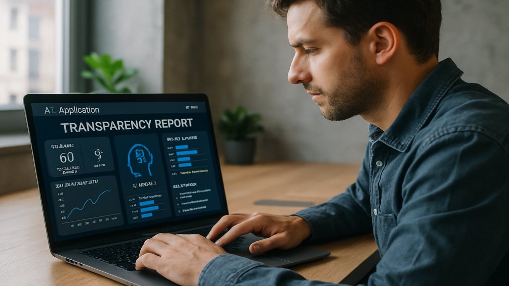 Entwickler testet KI-Anwendung und überprüft Transparenzberichte.