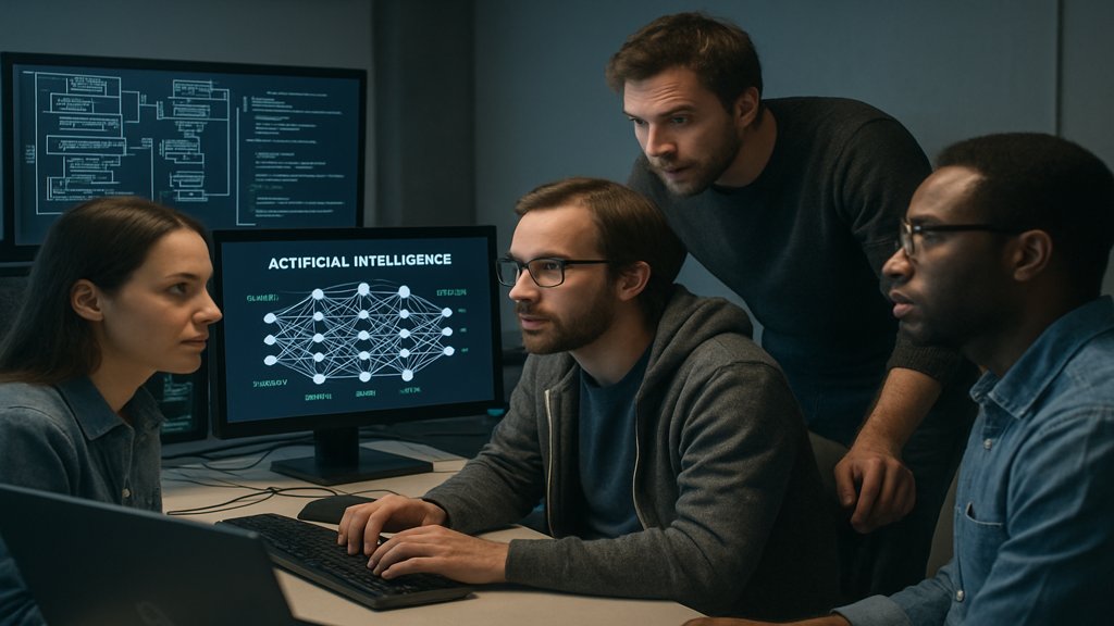 Entwicklerteam bei der Arbeit an einem KI-Projekt mit RAG.