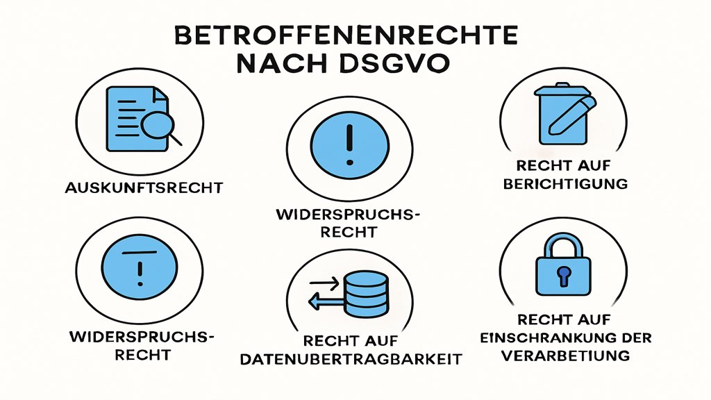 Infografik der wichtigsten Betroffenenrechte nach DSGVO.