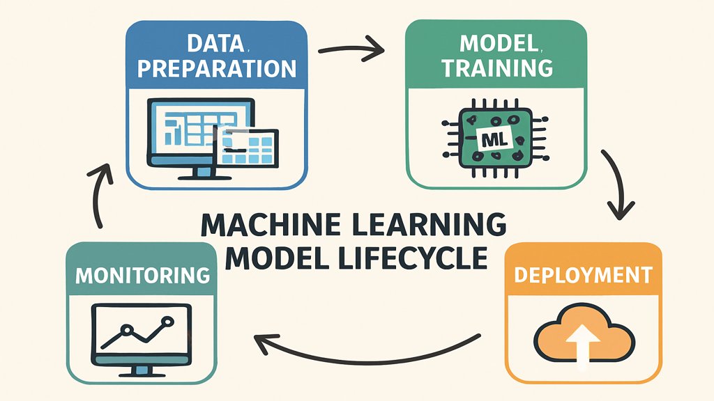 Infografik des Lebenszyklus eines Machine-Learning-Modells.