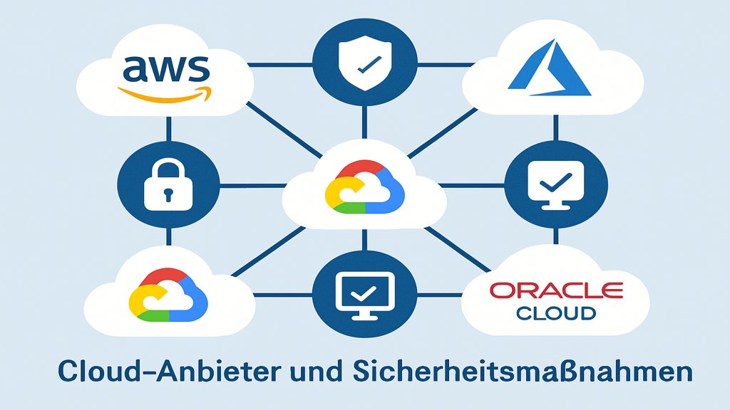 Infografik über Cloud-Anbieter und Sicherheitsmaßnahmen.