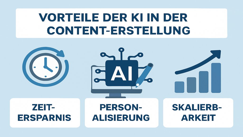 Infografik zu den Vorteilen der KI in der Content-Erstellung.