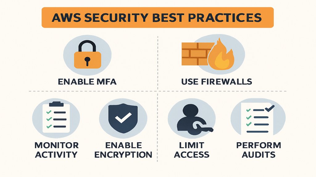 Infografik zu den wichtigsten AWS Security Best Practices.