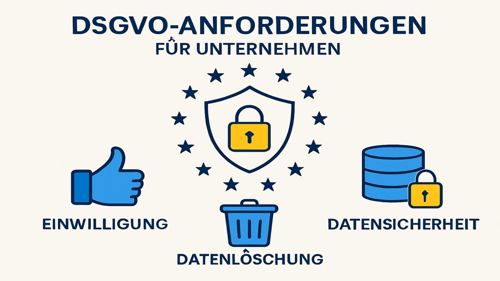 Infografik zu DSGVO-Anforderungen für Unternehmen.