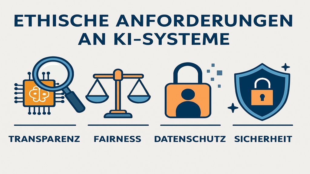 Infografik zu ethischen Anforderungen an KI-Systeme.