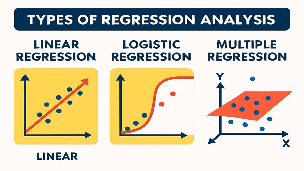 Infografik zu verschiedenen Arten von Regressionsanalysen mit Beispielen.