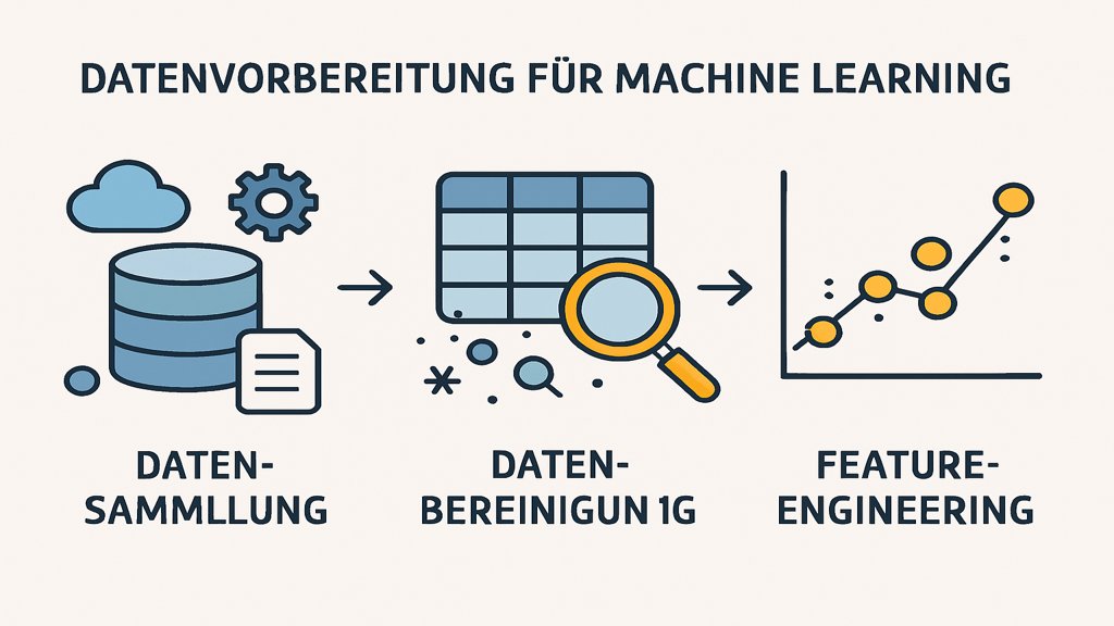 Infografik zum Prozess der Datenvorbereitung für Machine Learning.