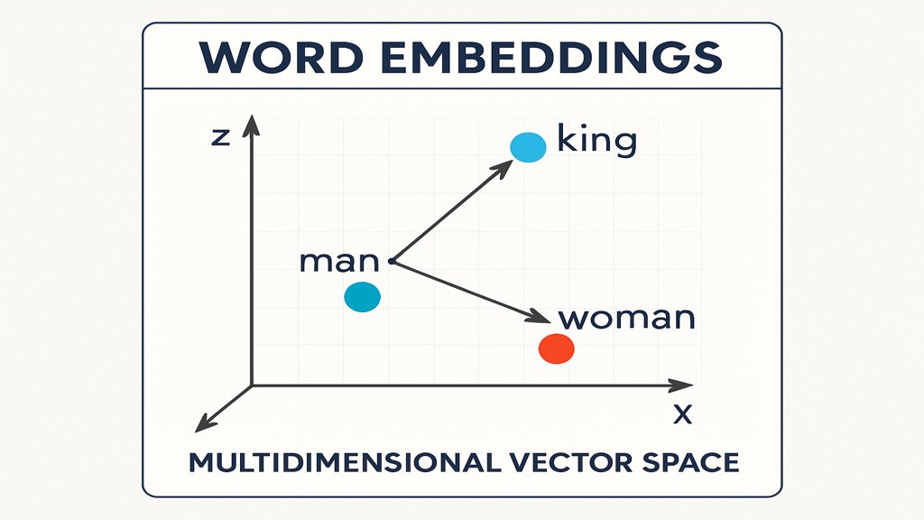 Infografik zur Darstellung von Word Embeddings in einem Vektorraum.