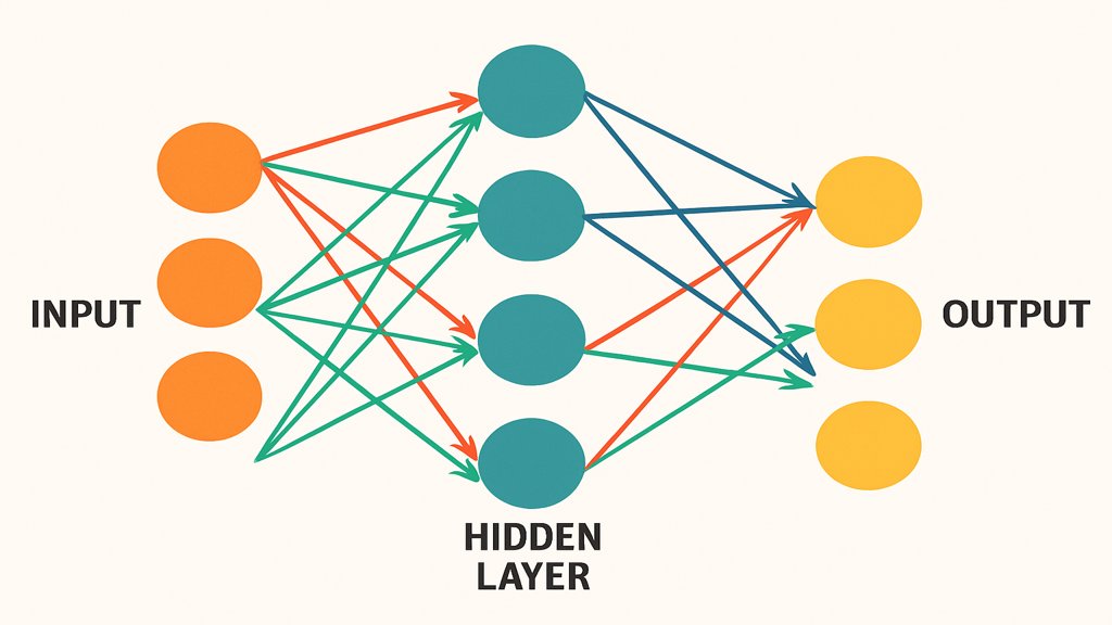 Infografik zur Funktionsweise eines neuronalen Netzwerks.