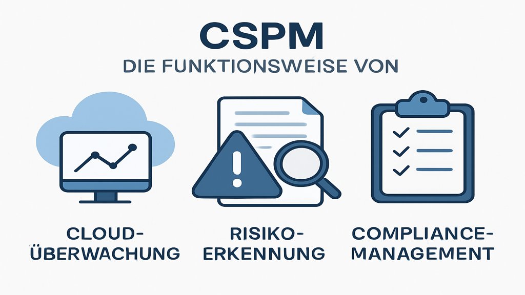 Infografik zur Funktionsweise von Cloud Security Posture Management (CSPM).