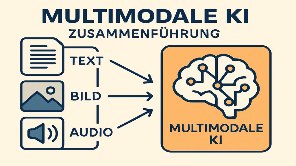 Infografik zur Funktionsweise von Multimodaler KI mit verschiedenen Datenquellen.