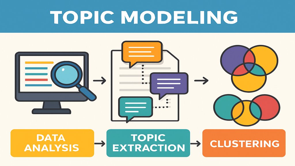 Infografik zur Funktionsweise von Topic Modeling.
