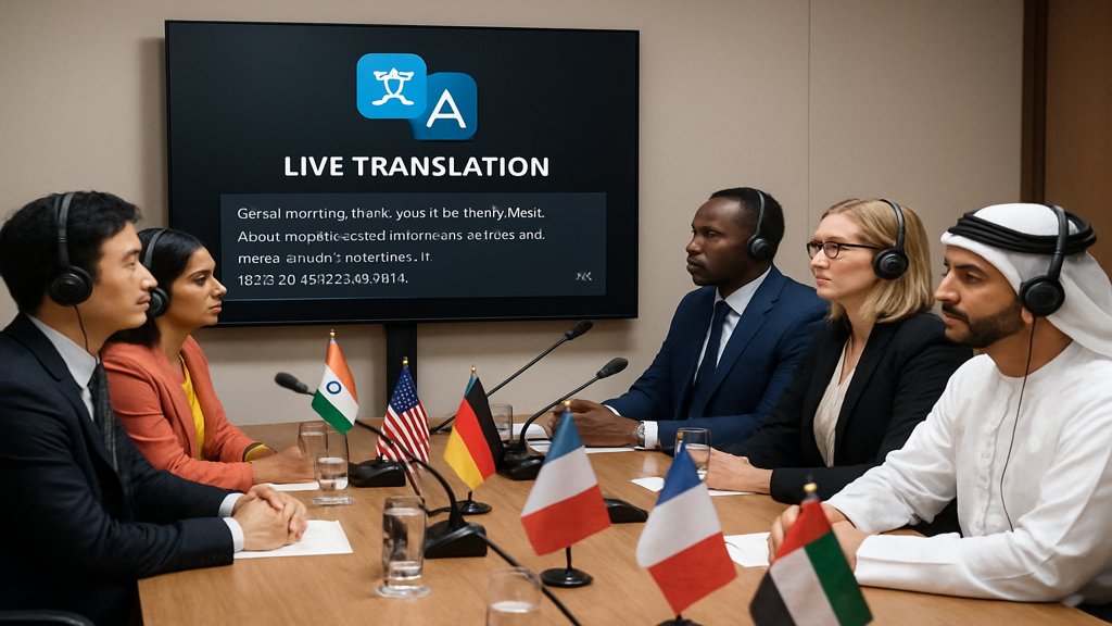 Internationale Konferenz mit Live-Übersetzungssoftware.