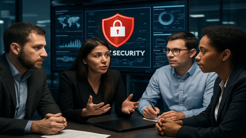 IT-Sicherheitsteam diskutiert Strategien gegen Cyberangriffe.