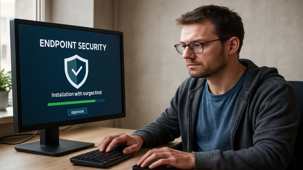 IT-Spezialist installiert Endpoint-Security-Software.