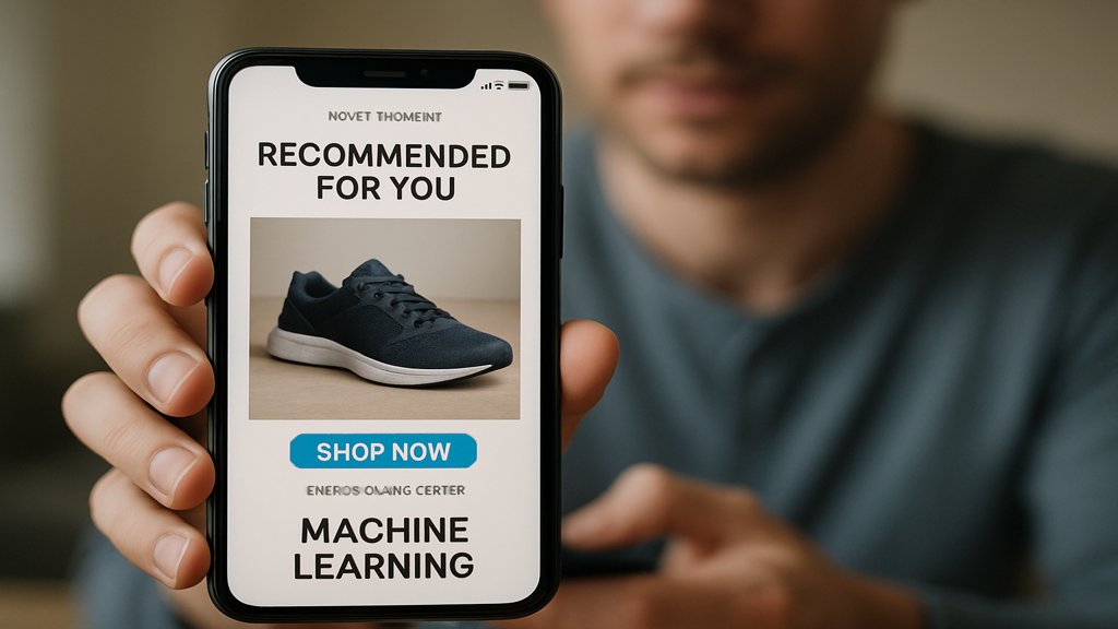 Smartphone mit personalisierter Werbung durch Machine Learning.