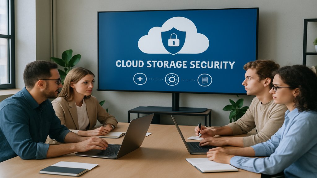 Team arbeitet mit sicheren Cloud-Speicherlösungen.