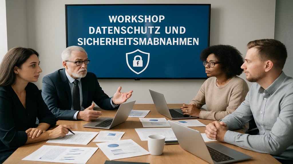 Team bei einem Workshop zu Datenschutz und Sicherheitsmaßnahmen.