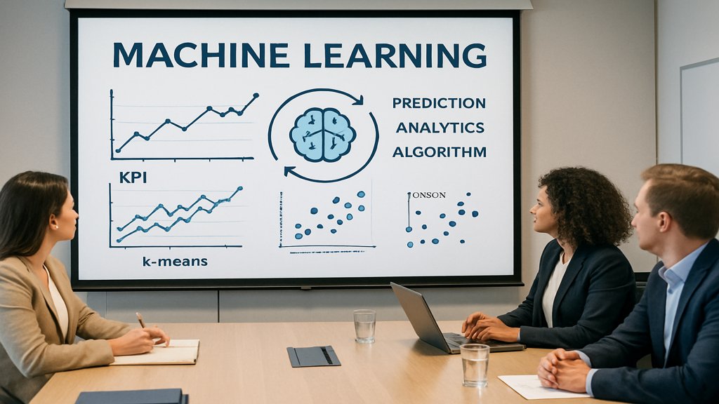 Team von Marketing-Experten bei einer Präsentation über Machine Learning.