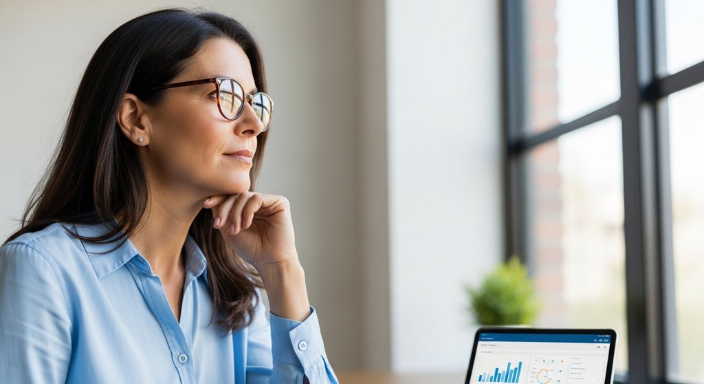CIO blickt aus dem Bürofenster und plant die strategische Netzwerksicherheit.