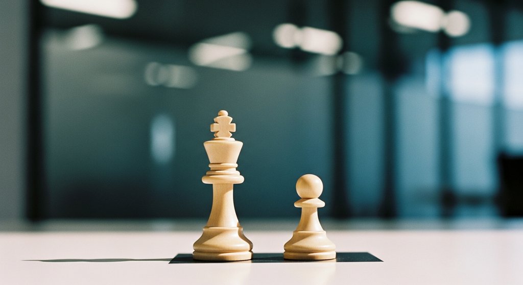 Ein Bild, das den Interessenkonflikt eines Datenschutzbeauftragten mit zwei Schachfiguren auf einem Feld symbolisiert.