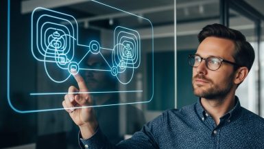 Ein Experte erklärt den Unterschied zwischen KI und Machine Learning an einem Schaubild.