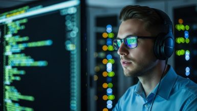 Ein IT-Experte analysiert die Ergebnisse eines Portscans, um die Netzwerksicherheit zu gewährleisten.