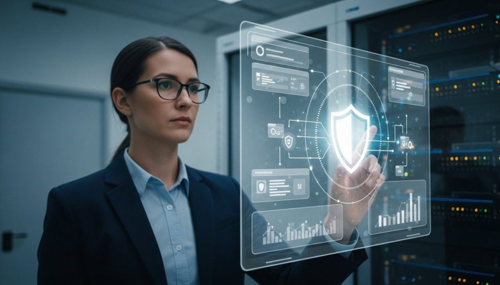 Ein IT-Experte überwacht die Sicherheit einer Webanwendung mittels einer Web Application Firewall.