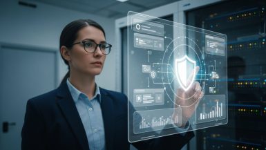 Ein IT-Experte überwacht die Sicherheit einer Webanwendung mittels einer Web Application Firewall.