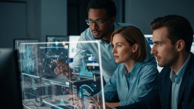 Ein Team von Cybersicherheitsexperten baut in einem Kontrollraum ein professionelles CSIRT auf.