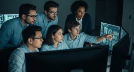 Ein Team von Sicherheitsexperten analysiert Daten in einem Security Operations Center während einer Incident Response.