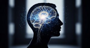 Eine schematische Darstellung eines Gehirns, das die Funktionsweise von Deep Learning und neuronalen Netzen symbolisiert.