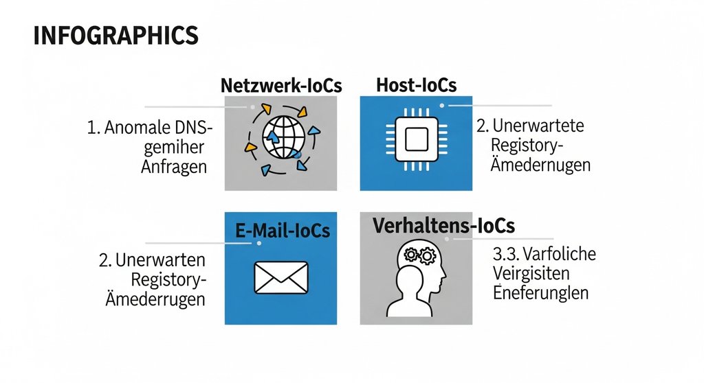 Infografik zu den vier Hauptkategorien von Indicators of Compromise.