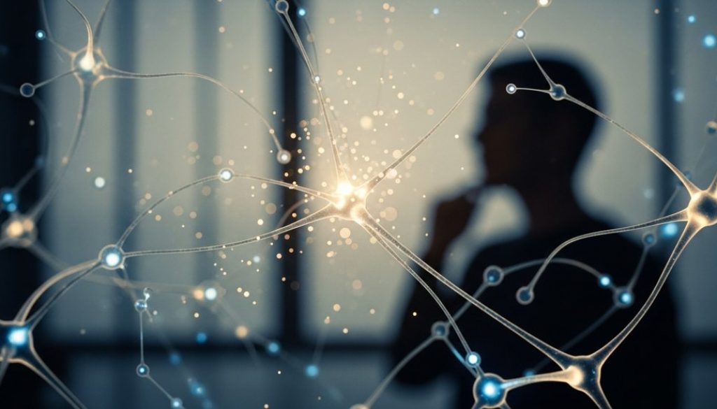 Konzeptbild, das die Funktionsweise neuronaler Netze in Anlehnung an das menschliche Gehirn darstellt.