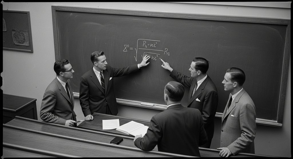 Wissenschaftler diskutieren in den 1950er Jahren über die Grundlagen der Künstlichen Intelligenz.